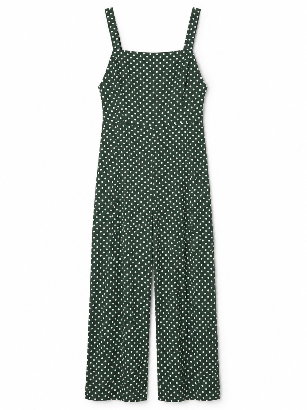 Green Polka Dot Straight-Leg Jumpsuit